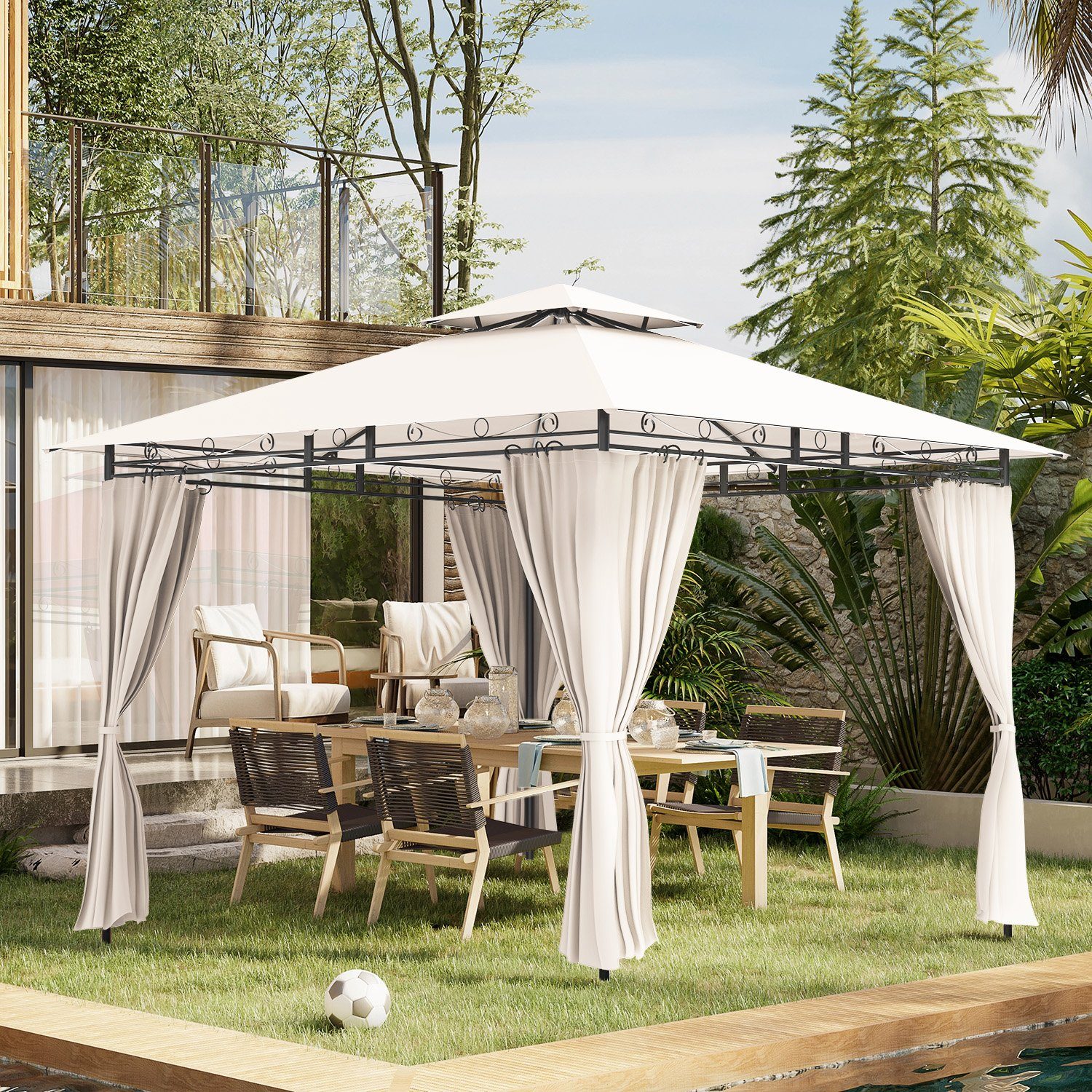 HOMALL Pavillon Gartenpavillon Partyzelt Wasserabweisender 3x3 m Mit und ohne Lichter
