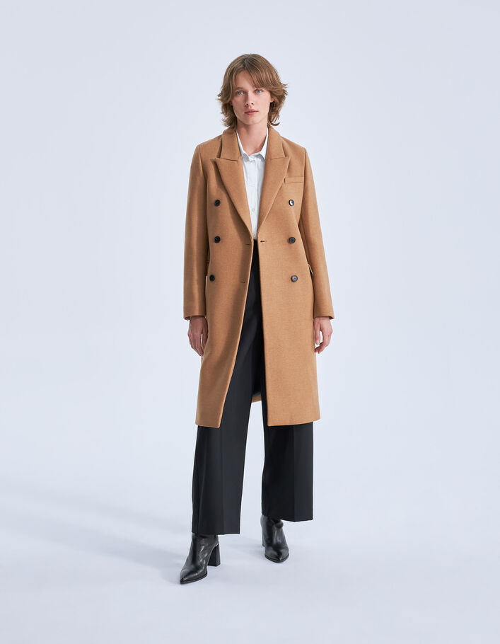 Manteau long sienne à boutonnage croisé Femme