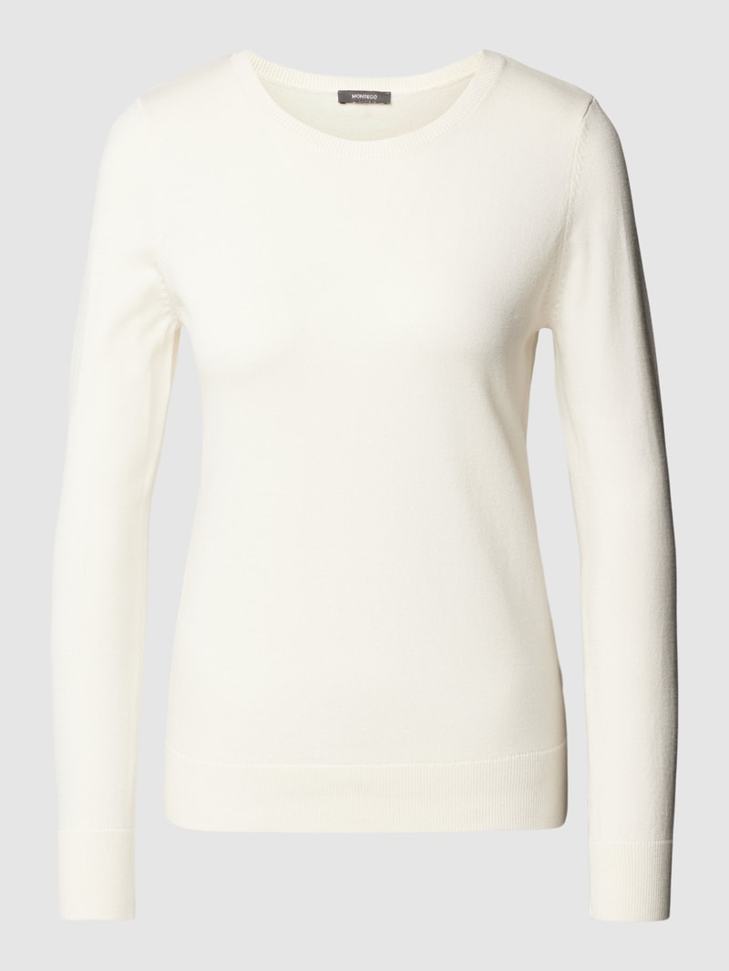 Strickpullover mit Rundhalsausschnitt in offwhite