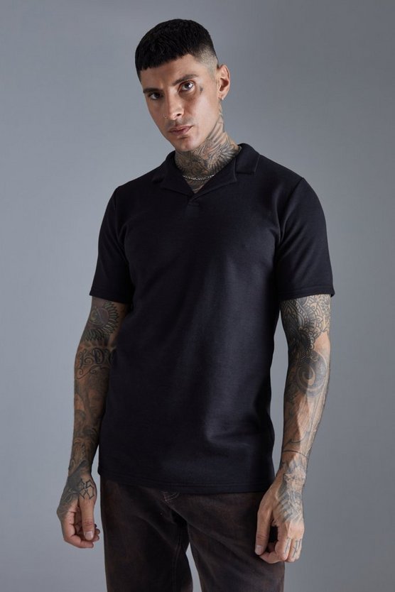 Tall Slim-Fit Poloshirt aus Interlock-Jersey