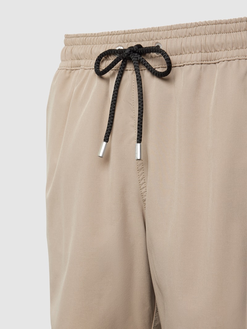 Badehose mit Label-Stitching Modell 'COMFORT' in beige