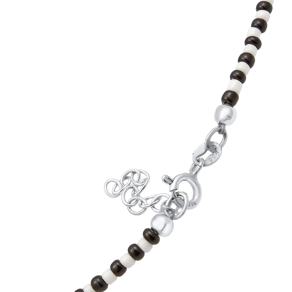 Elli Elli Collier Base Boules de Verre Noir Blanc Perles d'eau Douce Collier Femme  (9 collier