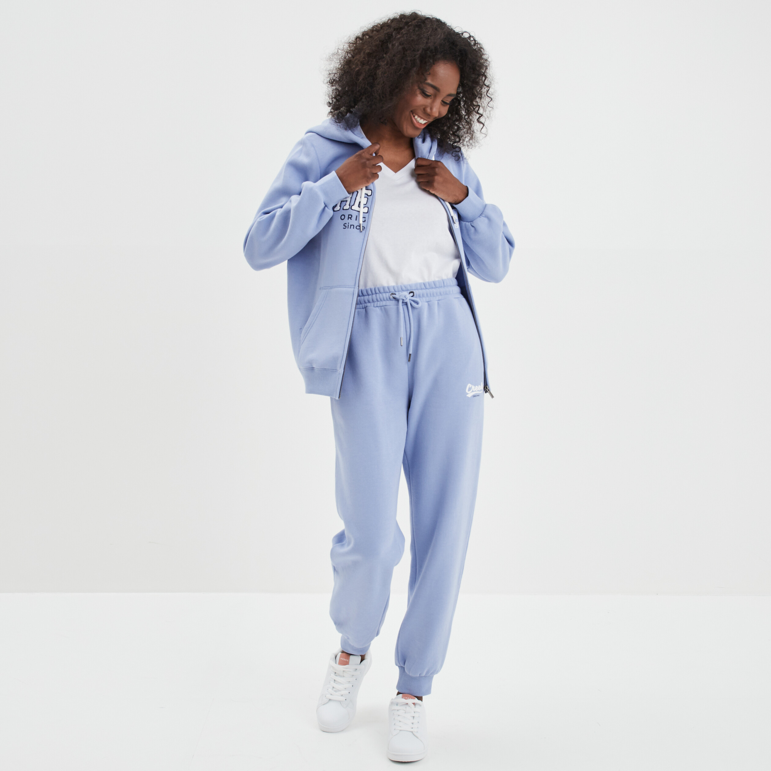Sweat zippé à capuche hoodie bleu gris femme | La Halle