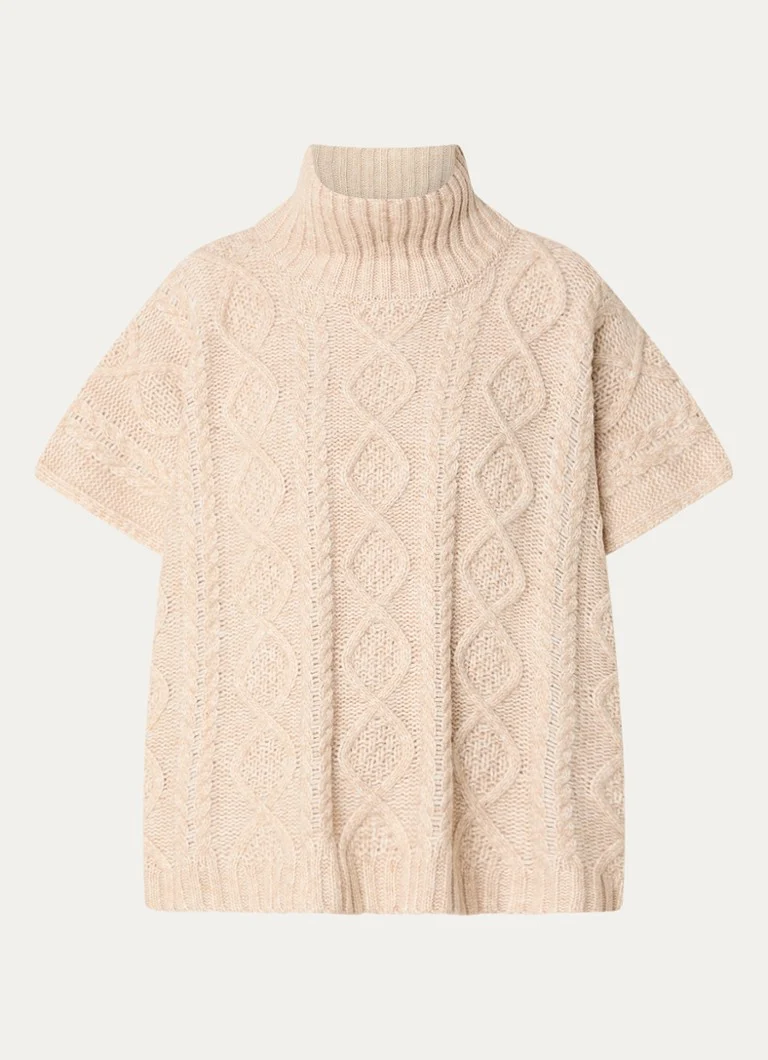 Poncho estivo a collo alto in maglia a trecce