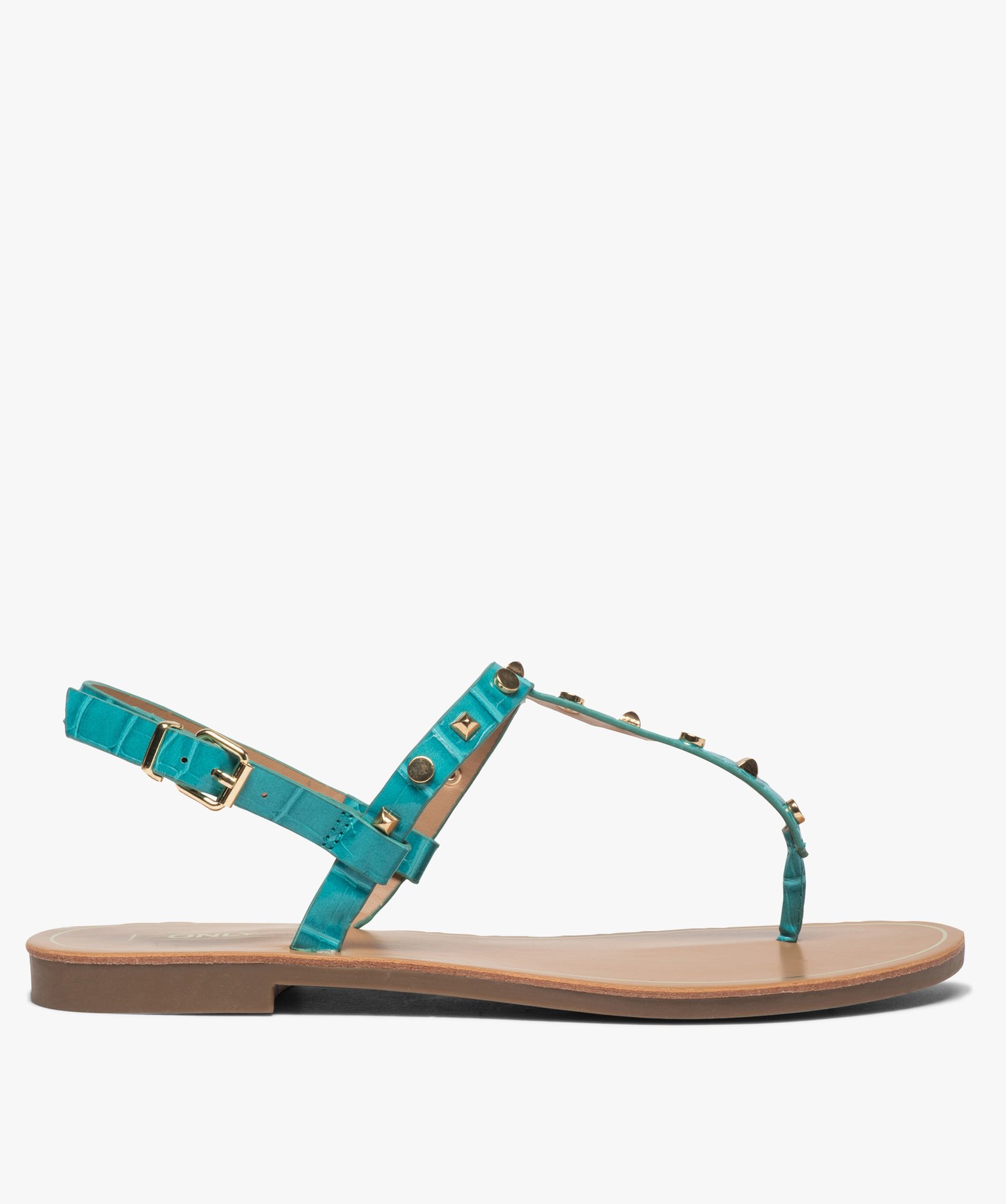 Sandales femme à entre-doigts avec clous décoratifs - Only bleu | GEMO