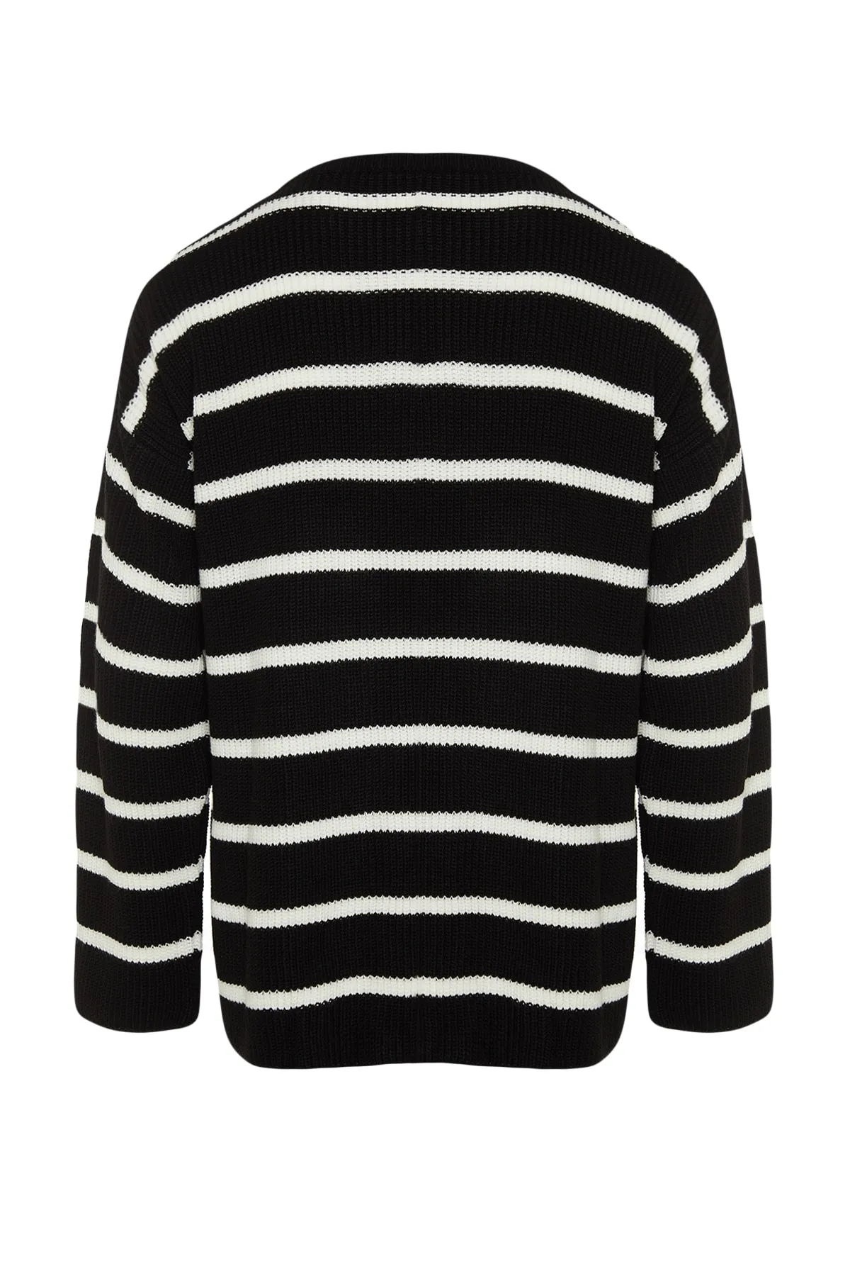Trendyol Collection  Schwarzer Unisex-Strickpullover in Oversize-Passform, weiter Passform, Rundhalsausschnitt, TMNAW23KZ00285