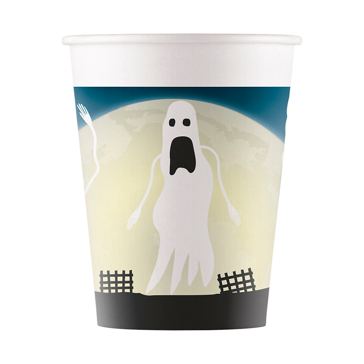 Papp-Partybecher/Trinkbecher Halloween Scary Moon, 200 ml, 8 Stück