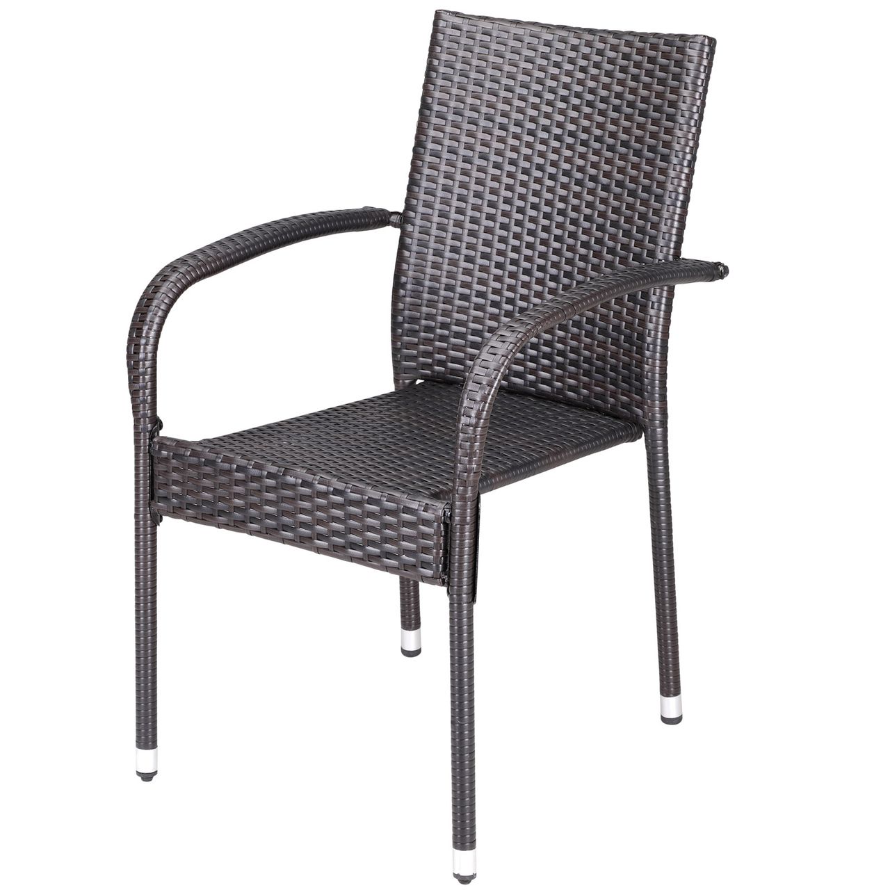 Casaria Polyrattan Stapelstuhl Comfort 4er-Set Braun