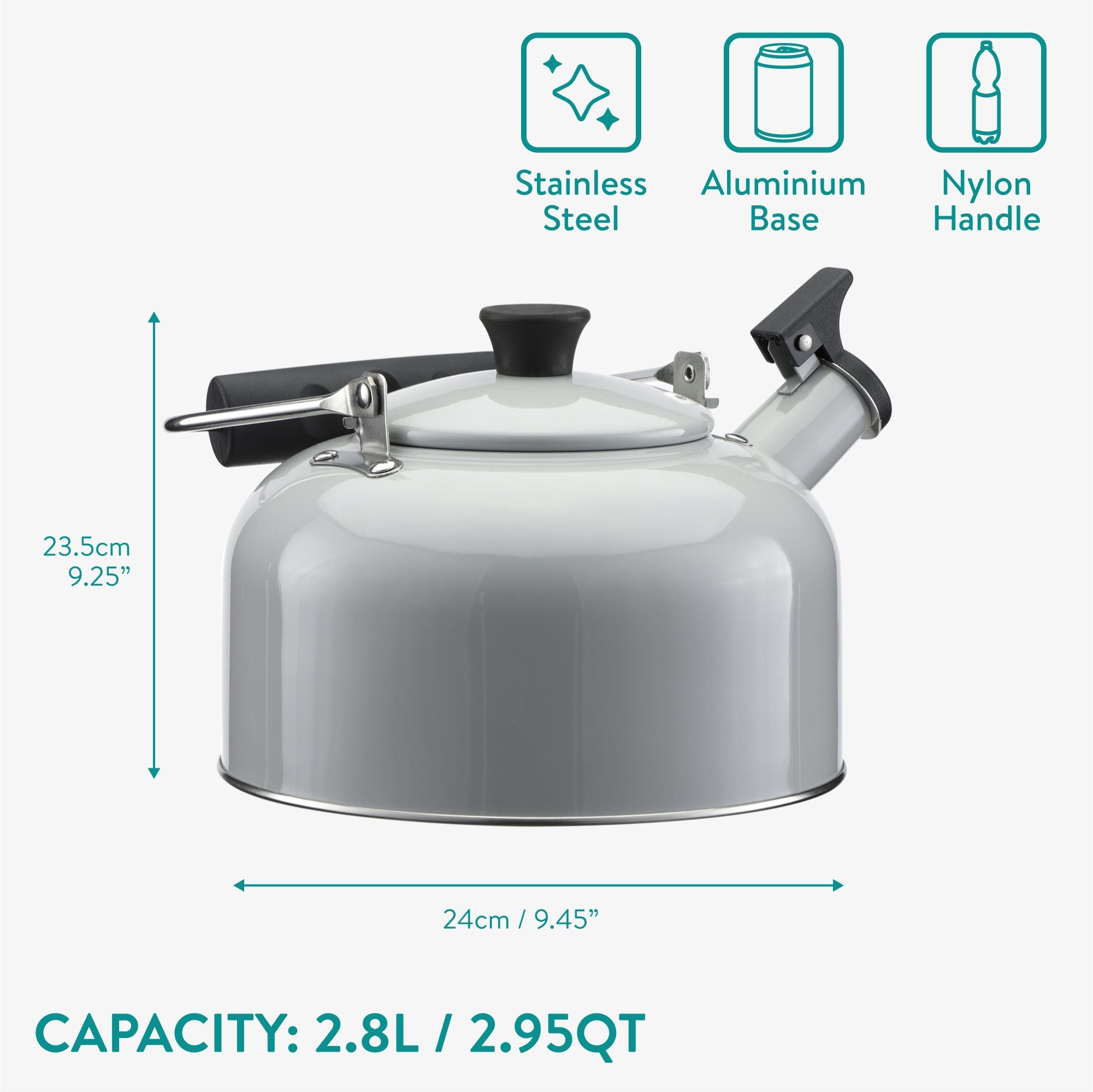 Navaris Wasserkessel Teekessel zum Wasser Aufkochen - 2,8l Wasserkessel Flötenkessel
