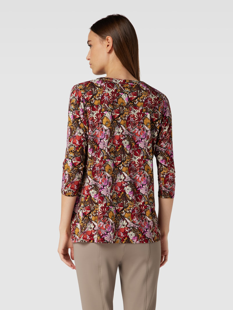 T-Shirt mit floralem Muster Modell 'MARICA' in bordeaux rot