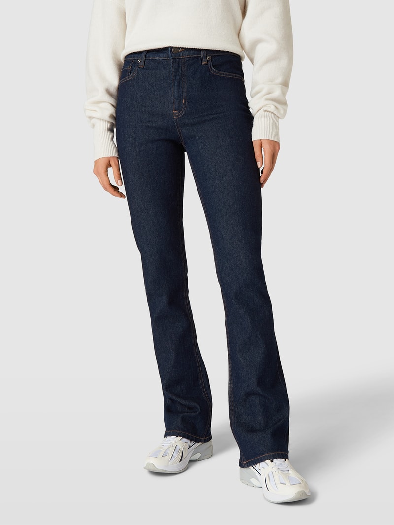Jeans mit Label-Patch Modell 'HIGHRISE' in marineblau