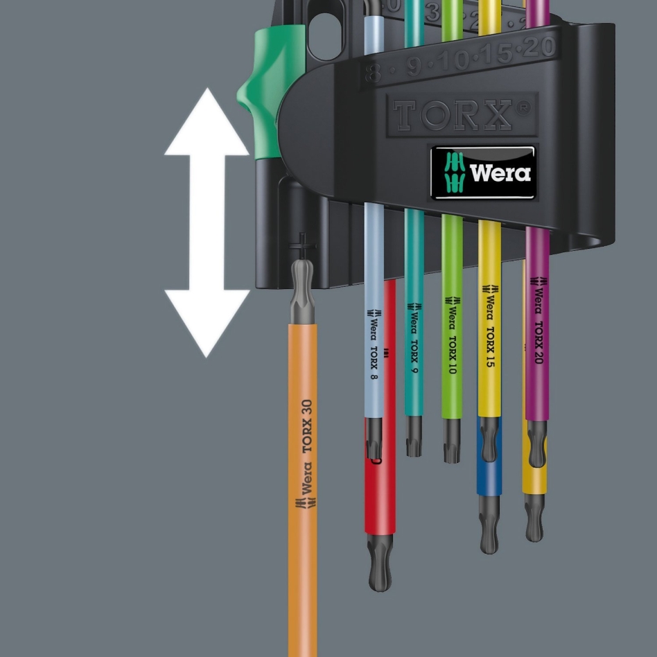 Wera 05024335001 967 SPKL/9 TORX BO daugiaspalvis antgalių rinkinys, „BlackLaser“, 9 colių