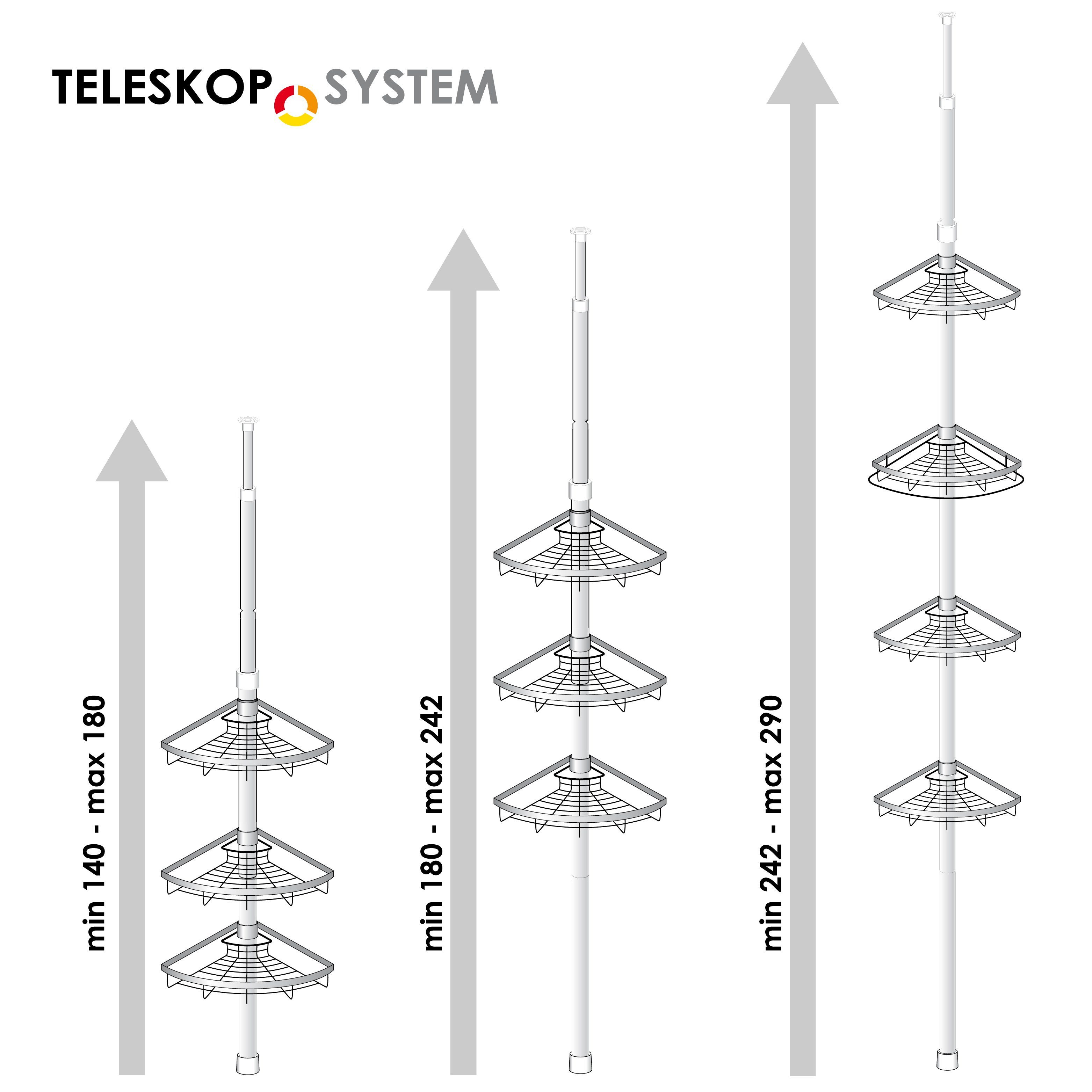 bremermann Eckregal bremermann Teleskop-Eckregal, 4 Körbe, Stange bis max. ca. 290 cm
