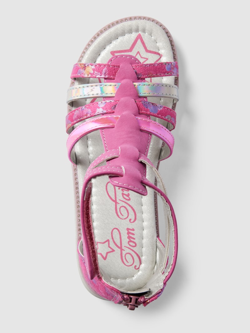 Sandalen mit Label-Stitching in pink