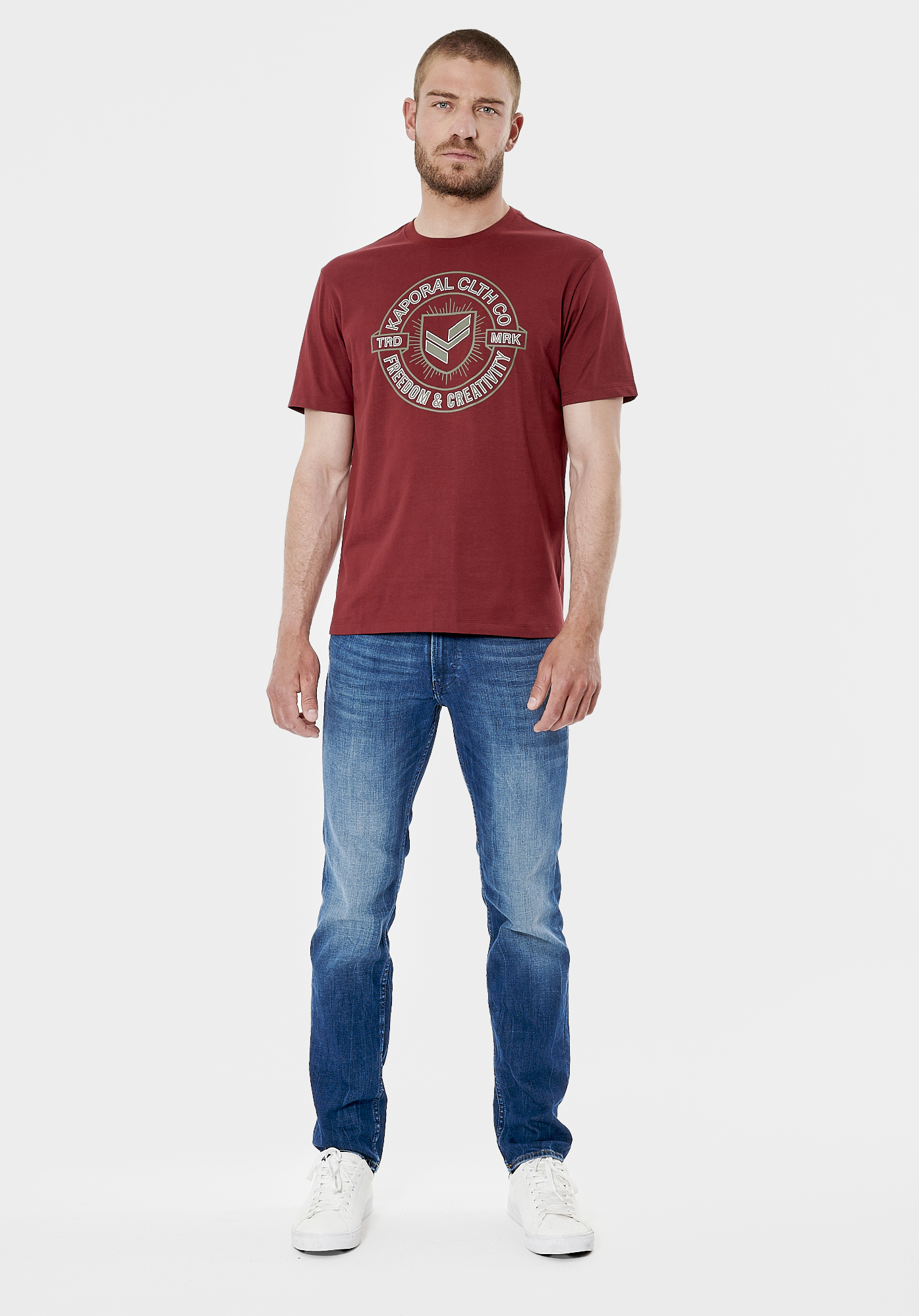 RANDI  T-shirt bordeaux homme 100% coton