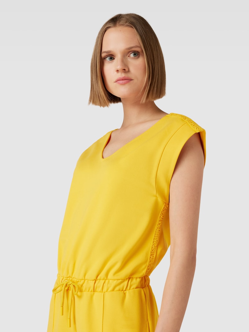 Jumpsuit mit V-Ausschnitt in gelb
