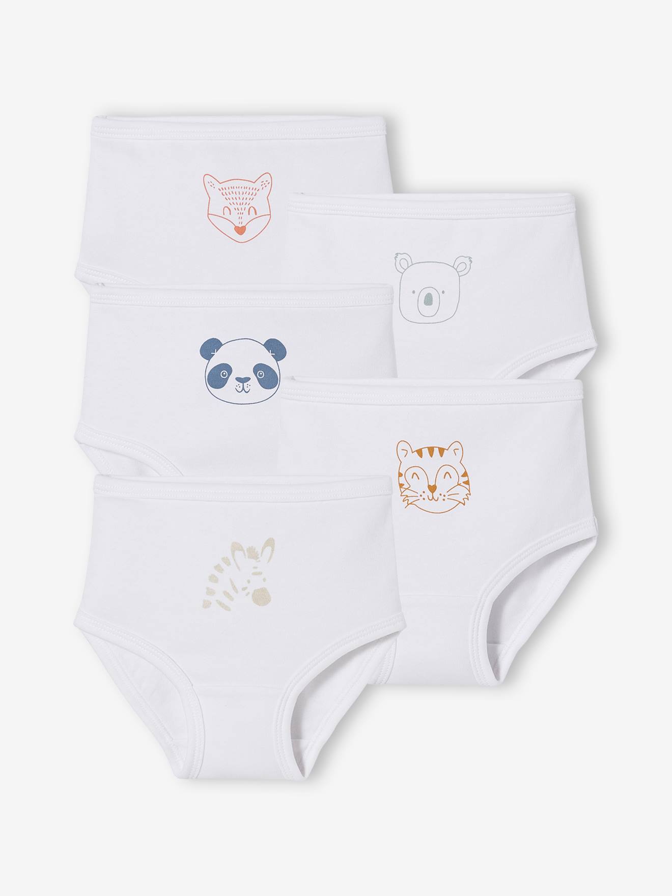 Lot de 5 culottes bébé pur coton spécial couches BASICS lot blanc