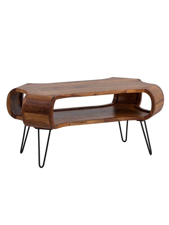 KADIMA DESIGN Couchtisch 100x60x47 cm Massivholz Metall Sofatisch, Design günstig kaufen onesize