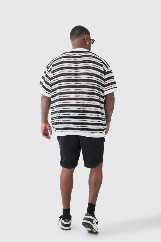 Plus schwarze Stretch Jeansshorts