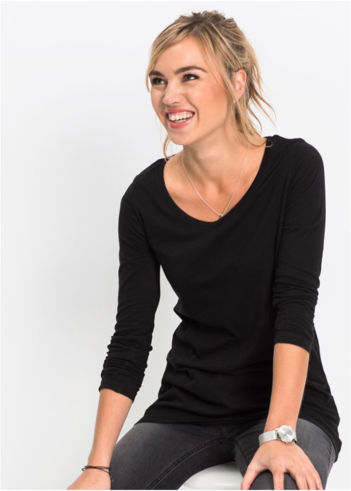 Langarmshirt mit Rundhalsausschnitt