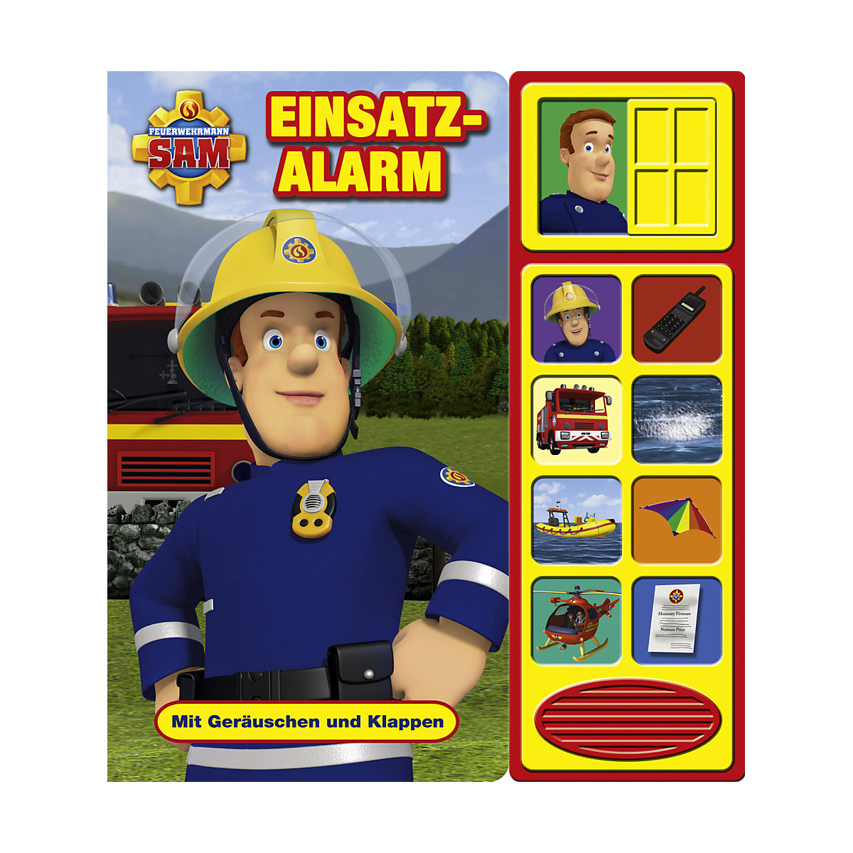 Feuerwehrmann Sam: Einsatzalarm, Klappen-Geräusche-Buch