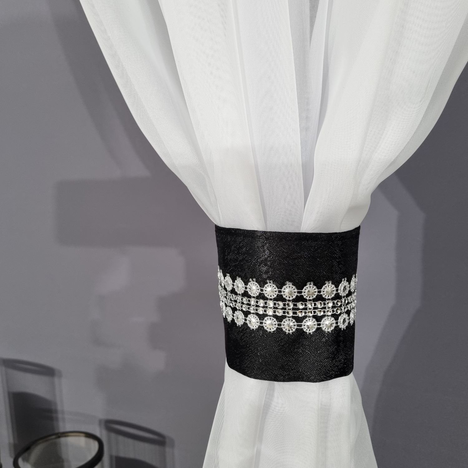 Schiebegardine Schwarze Schal Set Kurz, Gardinen by Justyna, Kräuselband, blickdicht