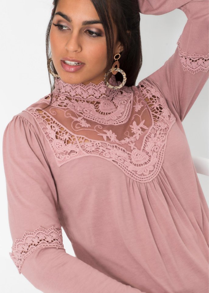 Langarmshirt mit Spitze