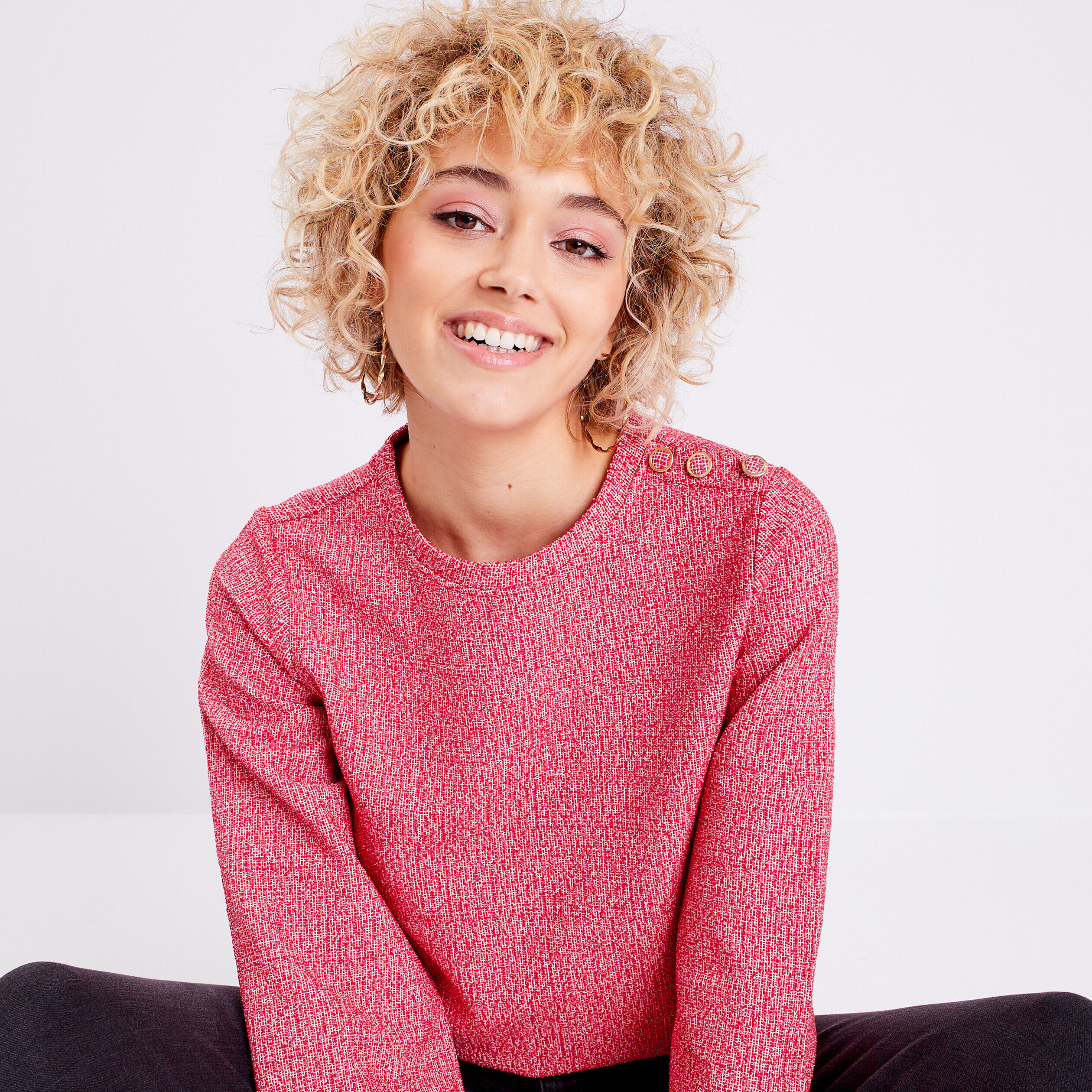 Sweat manches bouffantes rouge femme | Cache Cache