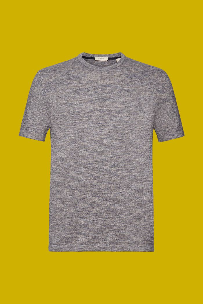 Kurzärmeliger, melierter Strickpullover