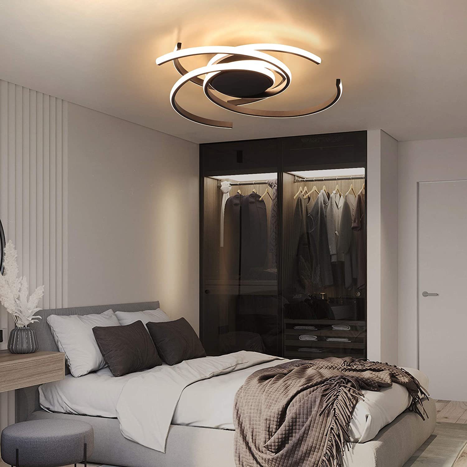 ZMH LED Deckenleuchte 77W dimmbar Fernbedienung Eisen Aluminium, LED fest integriert, warmweiß-kaltweiß