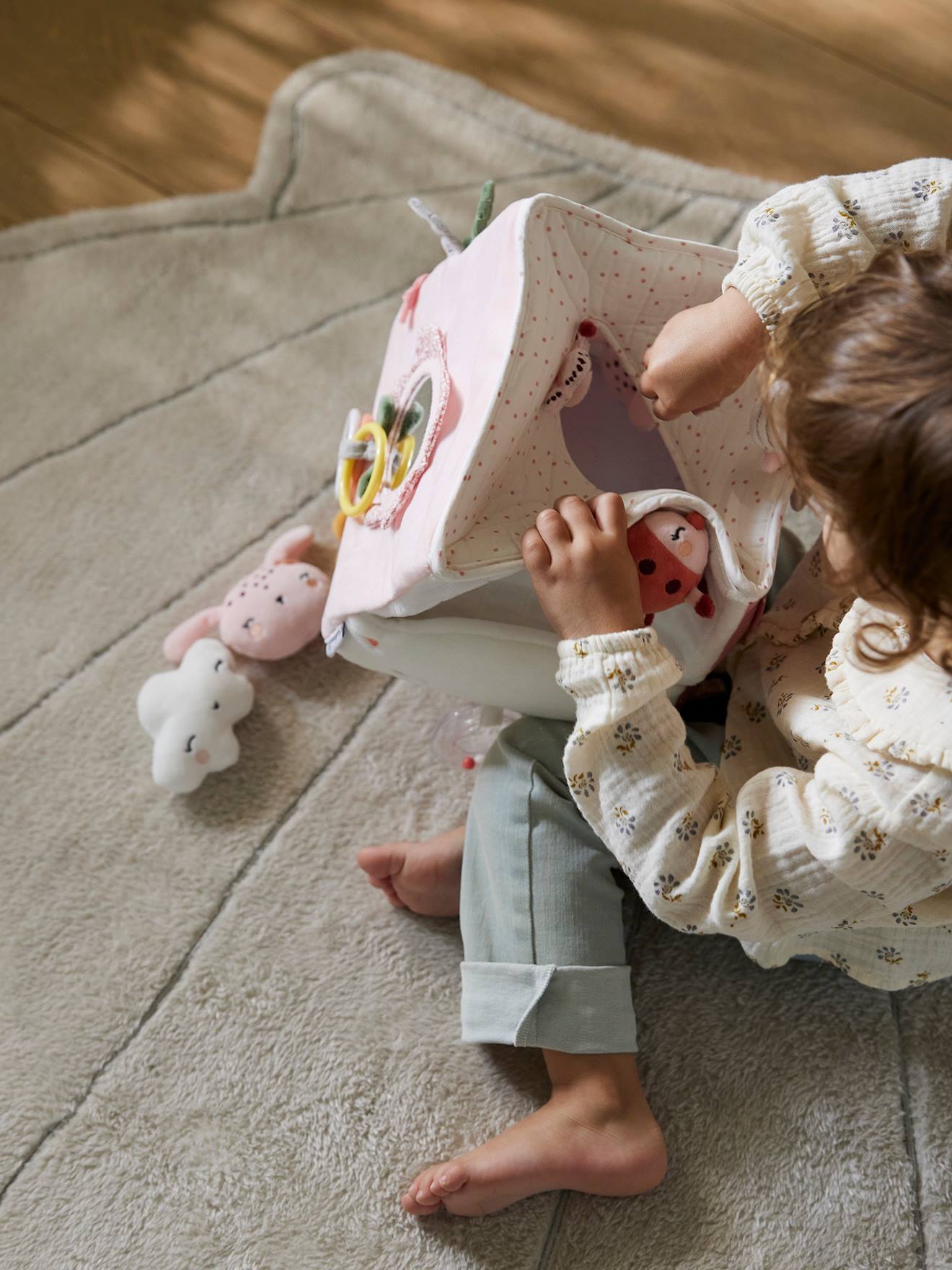 Vertbaudet Großer Baby Activity-Würfel ROSA WELT - rosa
