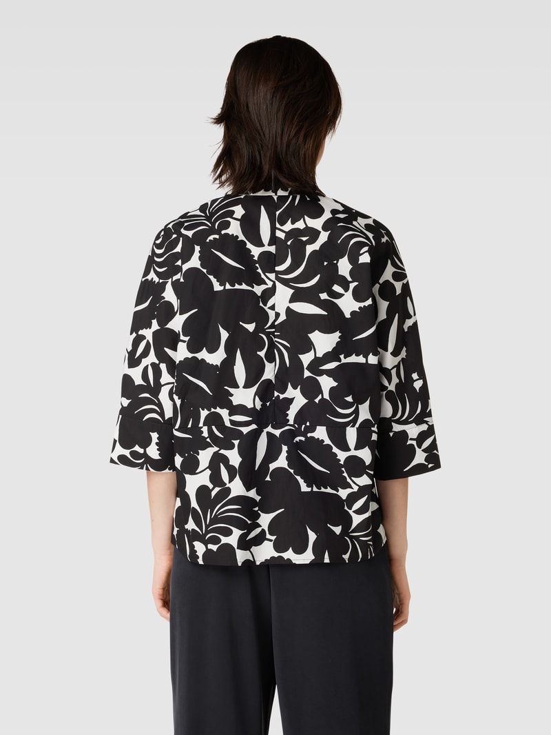 Bluse aus Baumwolle mit Allover-Print in schwarz