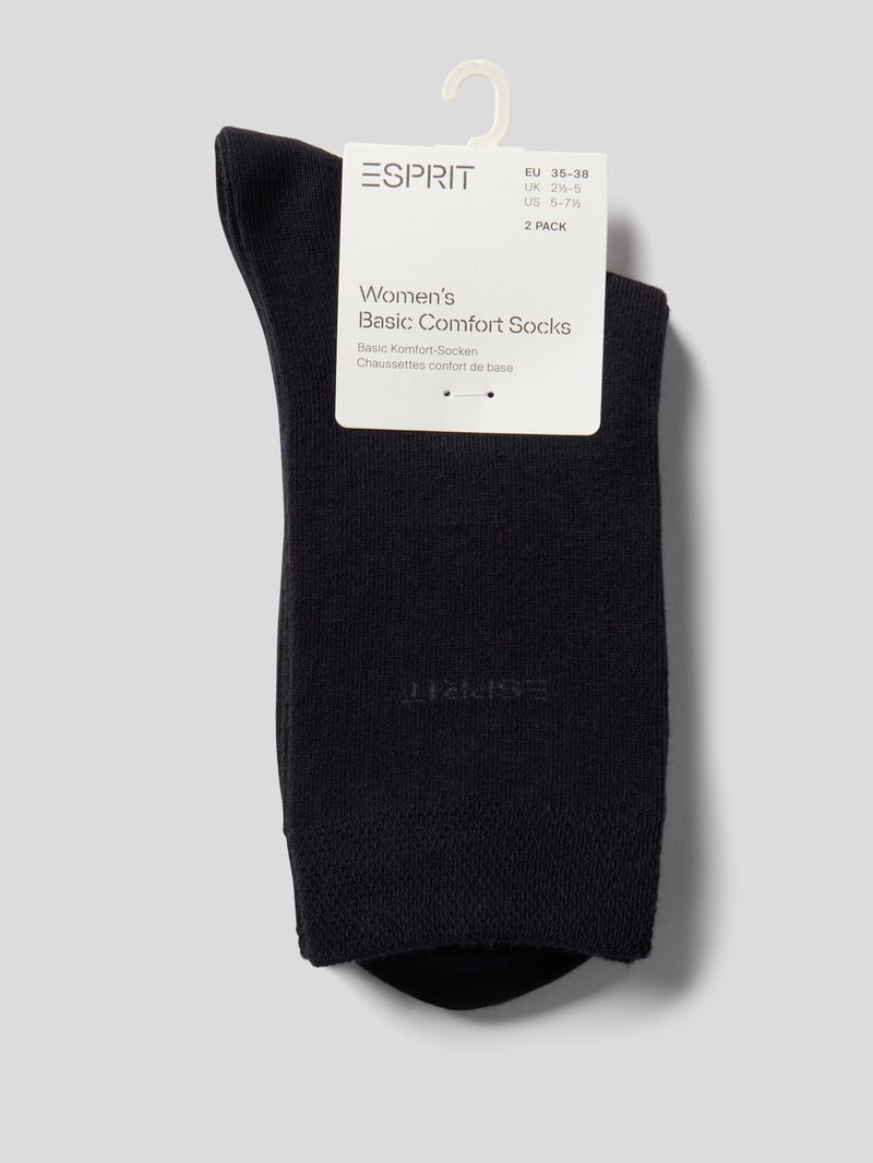 Socken mit Label-Stitching im 2er-Pack in schwarz