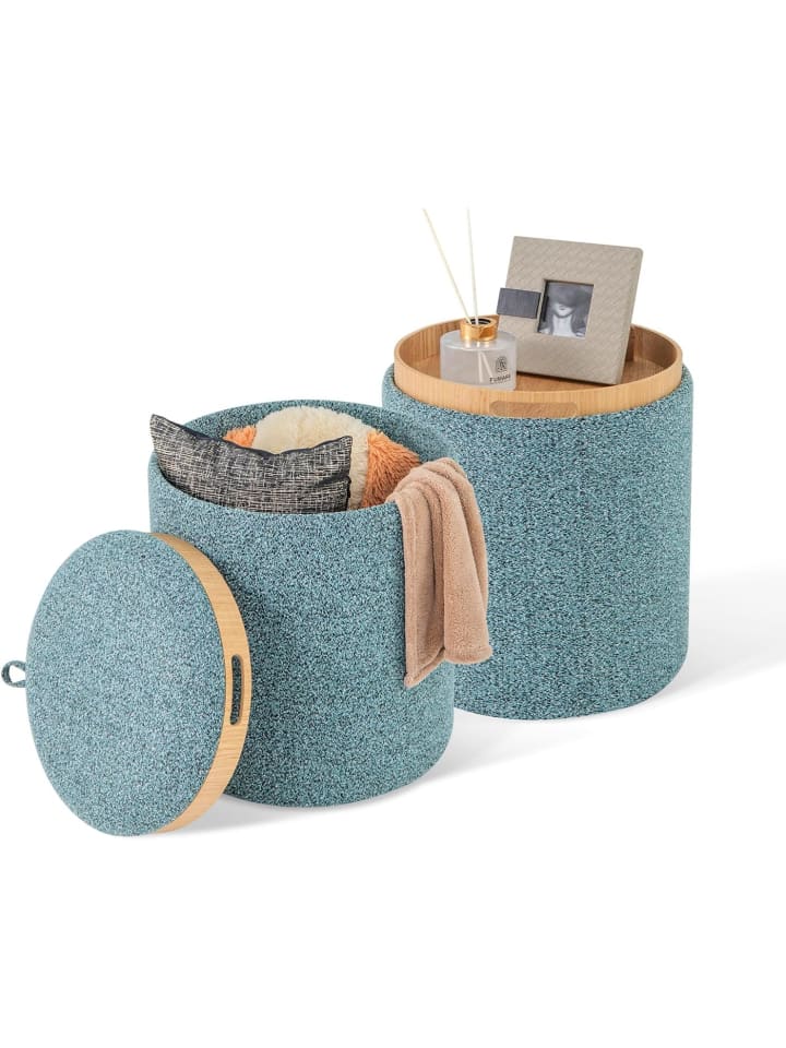 COSTWAY Sitzhocker 2er Set in Blau günstig kaufen onesize
