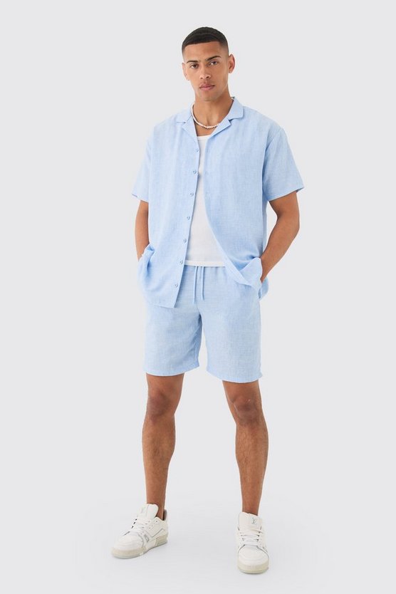 Oversize Hemd & Shorts in Leinenoptik