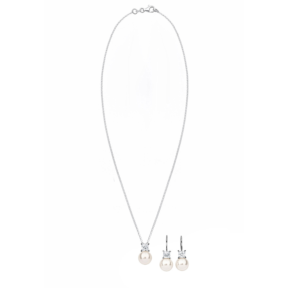 Nenalina Nenalina Ensemble de Bijoux Zirkonia Synthetische Perle 925 Silber Bijoux