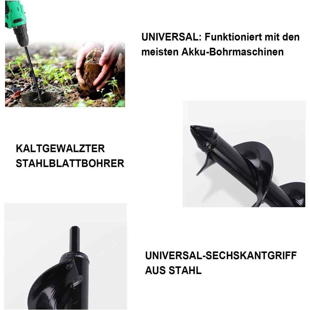 Fokelyi Handerdbohrer Schlangenbohrer,Garten-Schlangenbohrer,Spiral-Gartenbohrer,8 x 30 cm