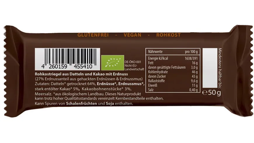 LEBEPUR Bio-Riegel Cacao Peanut Chunk 50 g