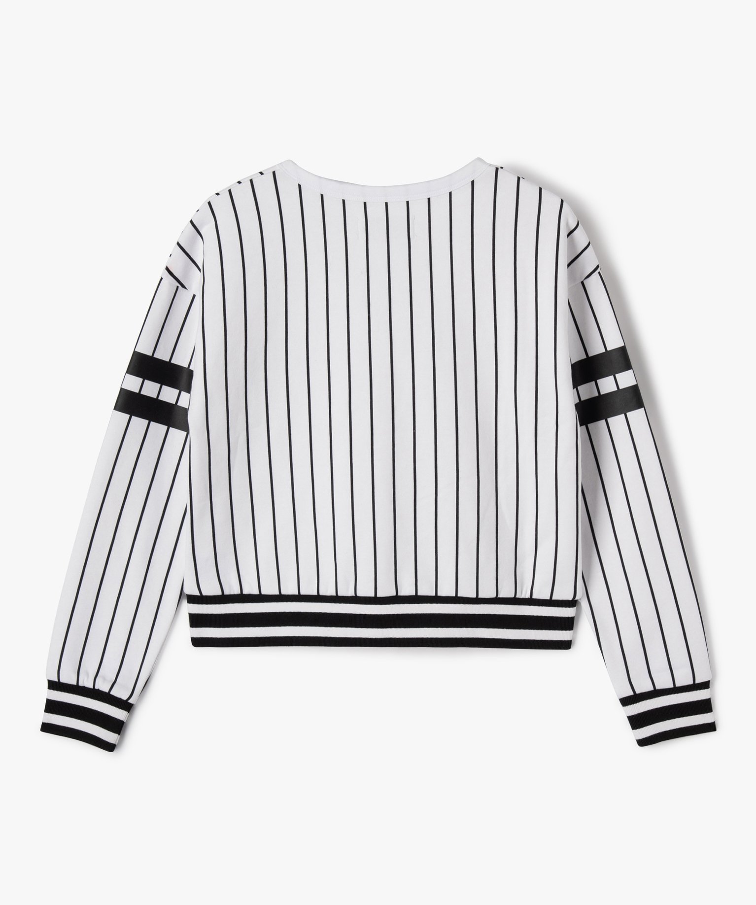 Sweat boutonné et rayé look de veste fille raye | GEMO