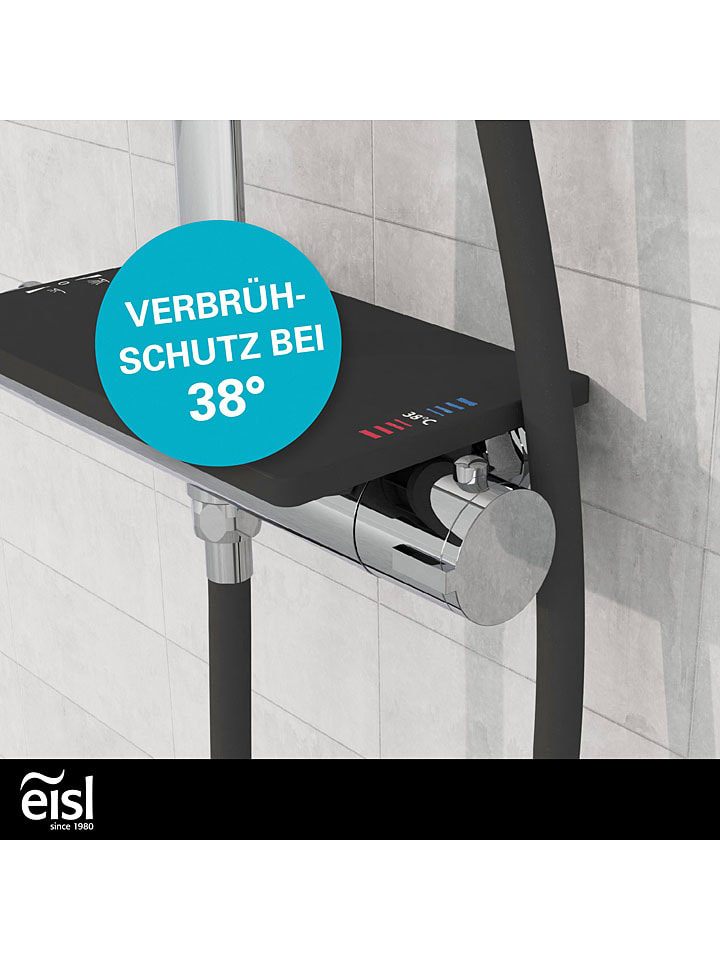 Schütte Überkopfbrauseset mit Thermostat-Armatur ''Grande Vita'' in Silber/ Schwarz günstig kaufen onesize