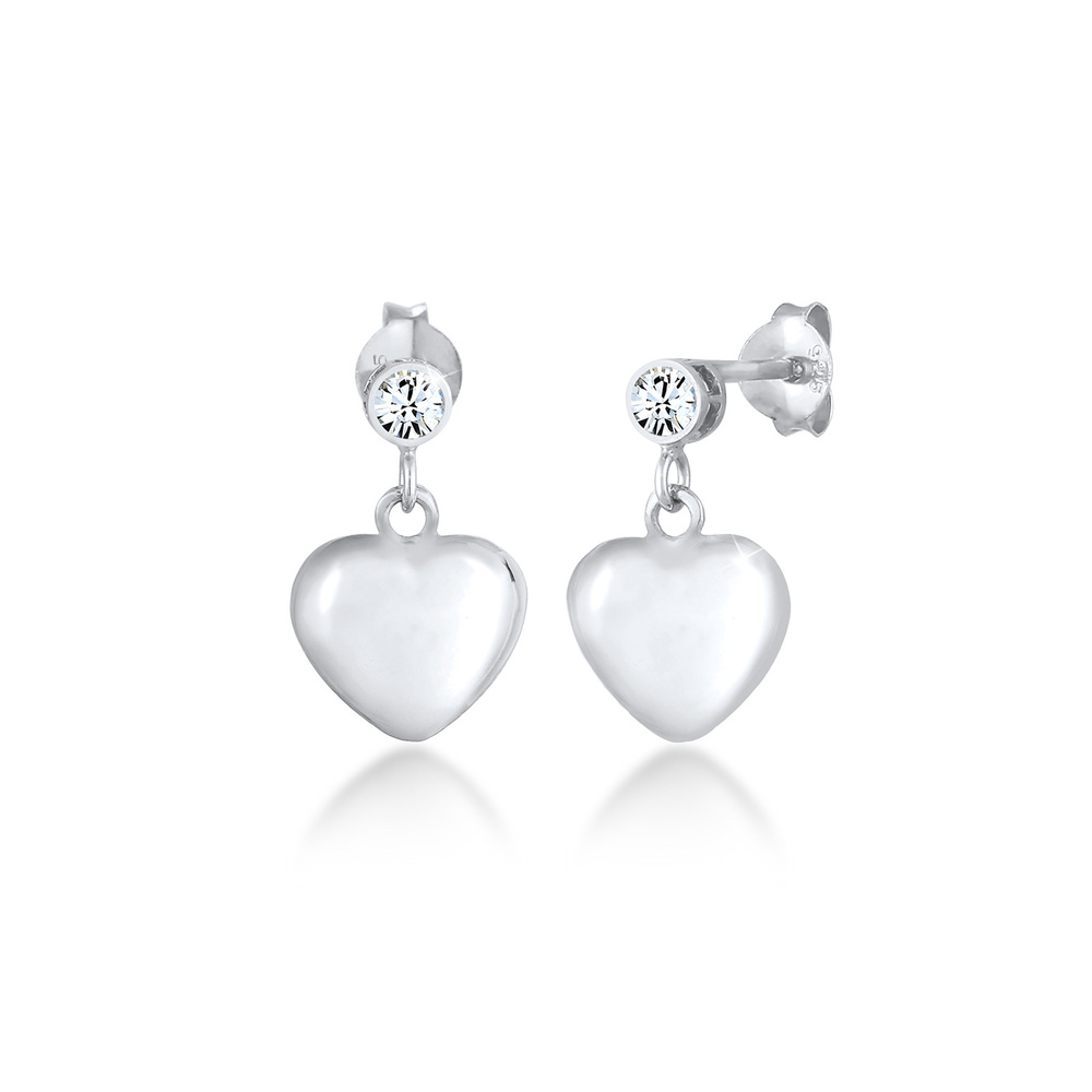Elli Elli Boucles d'Oreilles Pendentif coeur de dame avec cristaux en argent sterling  Boucles d'oreilles