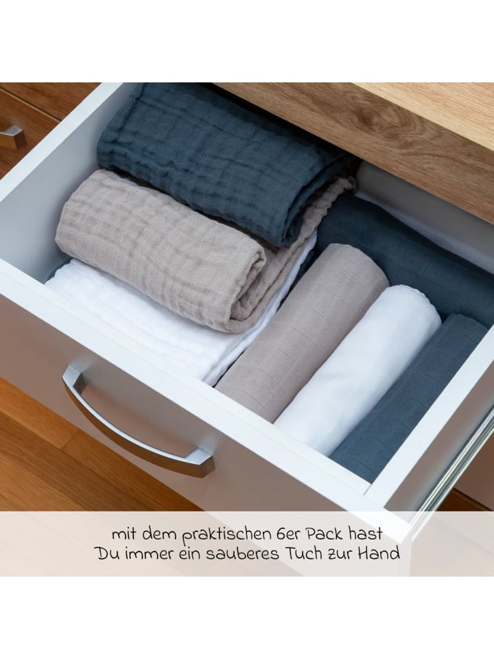 Makian Mullwindel / Mulltuch 6er Pack 80 x 80 cm - Graphit in beige,grau günstig kaufen onesize