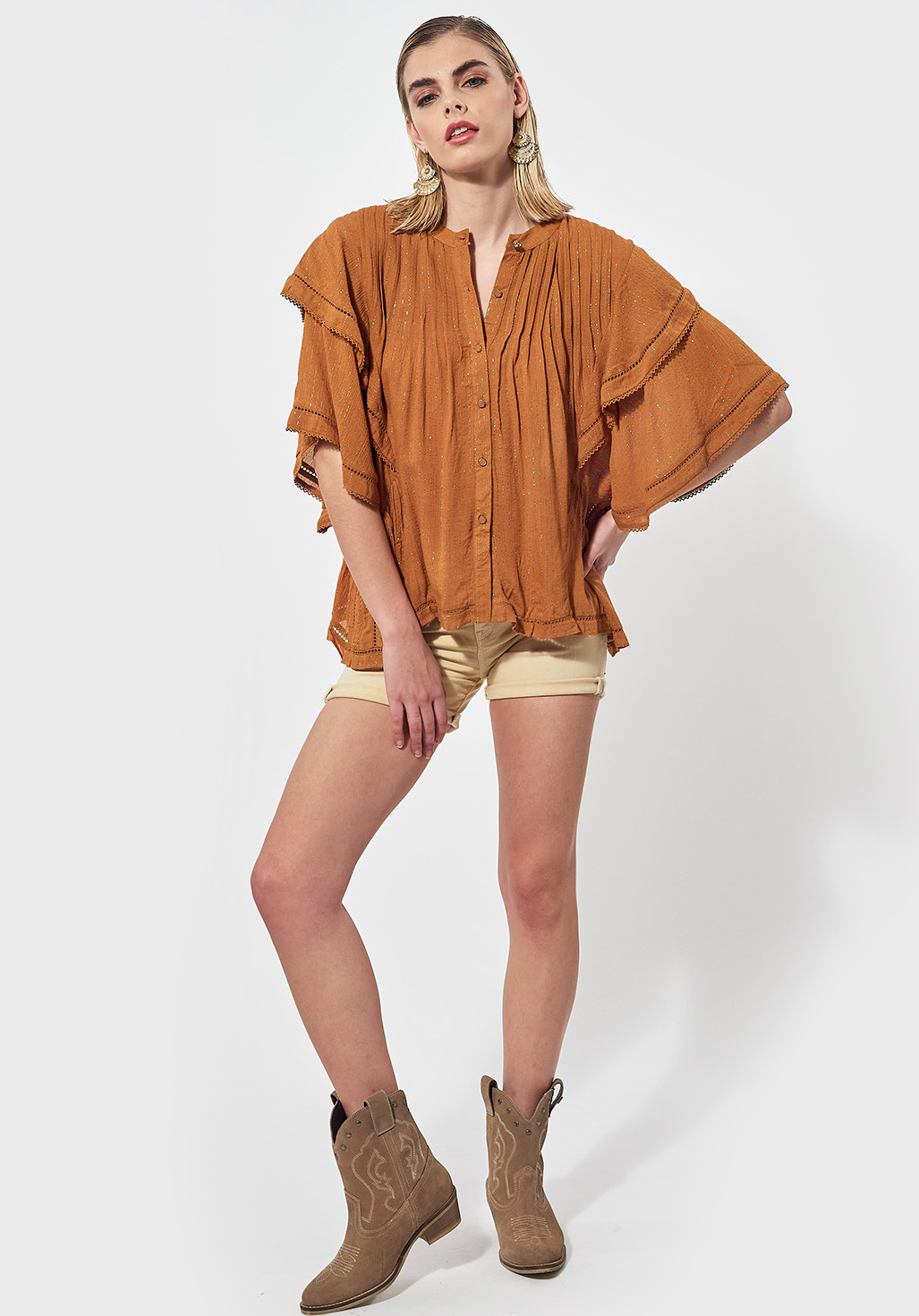 JAWAL  Blouse marron oversized Femme