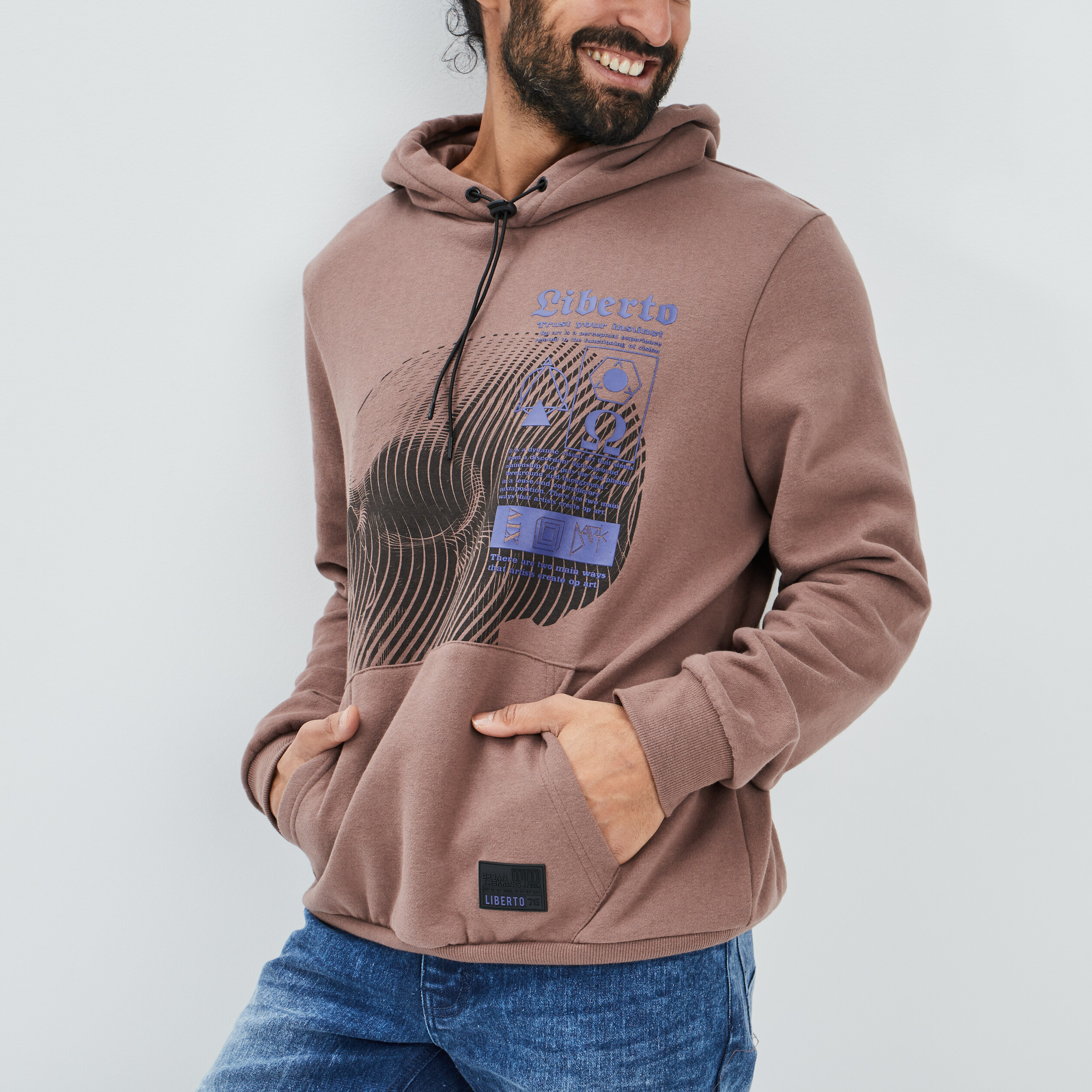 Sweat à capuche hoodie Liberto vieux rose homme | La Halle