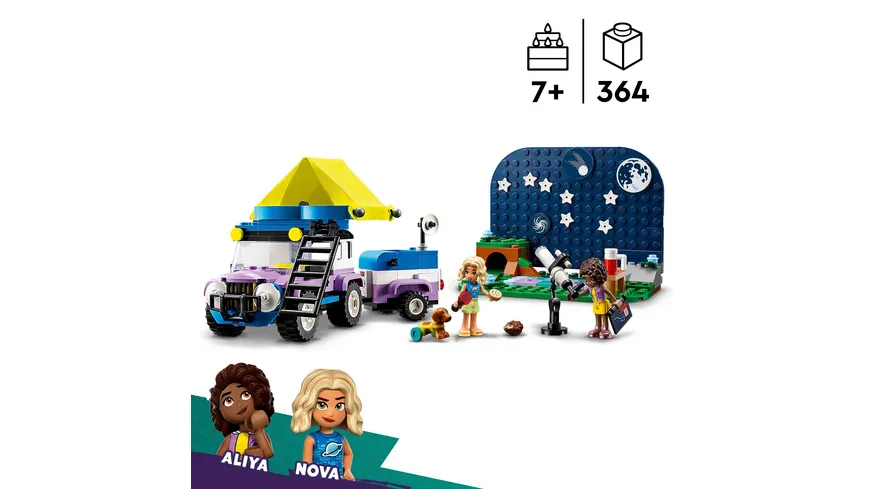 LEGO Friends 42603 Sterngucker-Campingfahrzeug, Auto-Spielzeug mit Teleskop