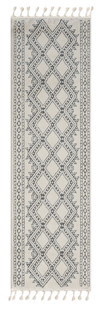 MyFlair Teppich Moroccan Joy, 80 cm x 250 cm, Farbe weiß, rechteckig, Florhöhe 19mm