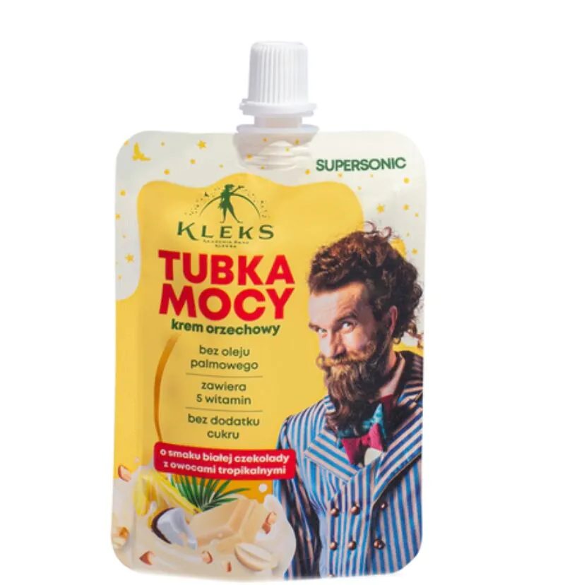 Supersonična tuba Power kreme od bijele čokolade i lješnjaka s tropskim voćem 50g