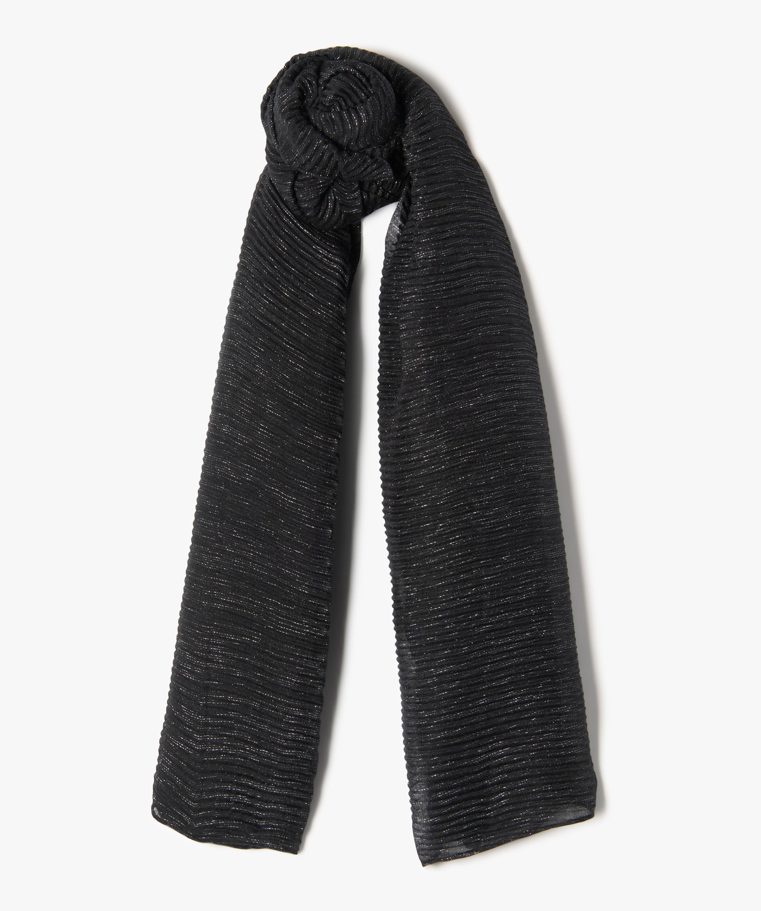 Foulard pailleté en maille gaufrée femme noir | GEMO