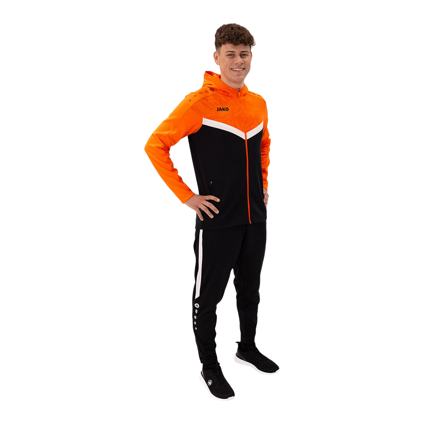 JAKO Icon Kapuzenjacke Schwarz Orange F807