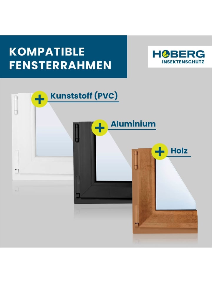 HOBERG Hoberg Fenster-Moskitonetz 150 x 130 cm - 16 Magnetbefestigung - Schwarz - 4er-S günstig kaufen onesize